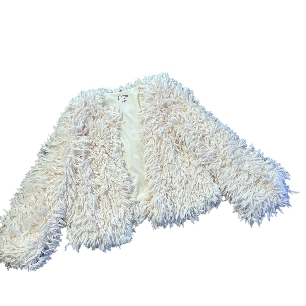 Fluffy White Faux Fur Jacket